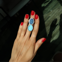 Load image into Gallery viewer, Blue Morpho Silver and Platinum Ring From Peru