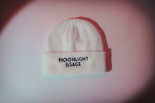 Load image into Gallery viewer, Moonlight and Sage Beanie - White Beanie Black Stitching
