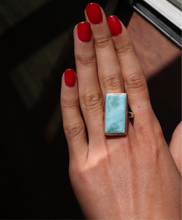 Load image into Gallery viewer, Larimar Silver and Platinum Ring From The Dominican Republic Size 10