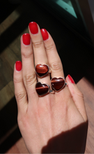 Load image into Gallery viewer, Red Tigers Eye Silver and Platinum Heart Ring From South Africa