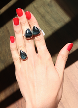 Load image into Gallery viewer, Blue Tigers Eye Silver and Platinum Ring From India