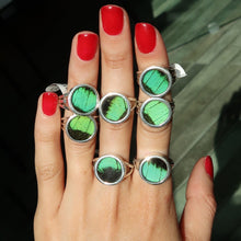 Load image into Gallery viewer, Emerald Swallowtail Silver and Platinum Ring From Peru