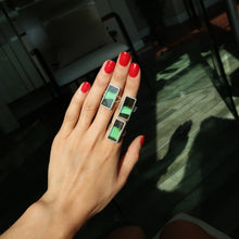 Load image into Gallery viewer, Green-Banded Swallowtail Silver and Platinum Ring From Peru