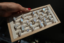 Load image into Gallery viewer, Blue Fire Rainbow Moonstone Silver and Platinum Ring From India