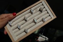 Load image into Gallery viewer, Blue Fire Rainbow Moonstone Silver and Platinum Ring From India