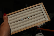 Load image into Gallery viewer, Blue Fire Rainbow Moonstone Silver and Platinum Ring From India