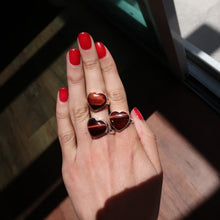 Load image into Gallery viewer, Red Tigers Eye Silver and Platinum Heart Ring From South Africa