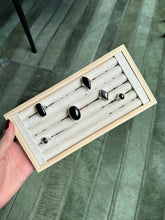 Load image into Gallery viewer, Black Obsidian Sheen Silver - Silver & Platinum Crystal Ring Size 5 Thailand Circle