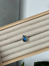 Load image into Gallery viewer, Blue Fire Labradorite Silver & Platinum Crystal Ring Size 8 from Canada