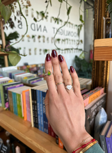 Load image into Gallery viewer, Ammolite Ring- Silver & Platinum Crystal Ring Size 6 Canada