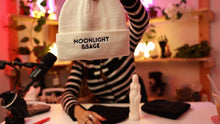 Load image into Gallery viewer, Moonlight and Sage Beanie - White Beanie Black Stitching