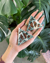 Load image into Gallery viewer, Moss Agate Deadly Hallows Symbol Crystal Carving