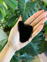 Load image into Gallery viewer, Black Obsidian Gua Sha Crystal Carving