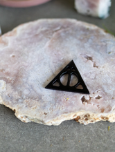 Load image into Gallery viewer, Black Obsidian Deadly Hallows Symbol Crystal Carving - (LAST IN STOCK)