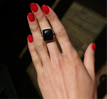 Load image into Gallery viewer, Blue Tigers Eye Silver and Platinum Ring From India
