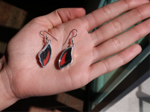 Load image into Gallery viewer, Scarlet Mormon Butterfly Silver &amp; Platinum Earrings From Peru
