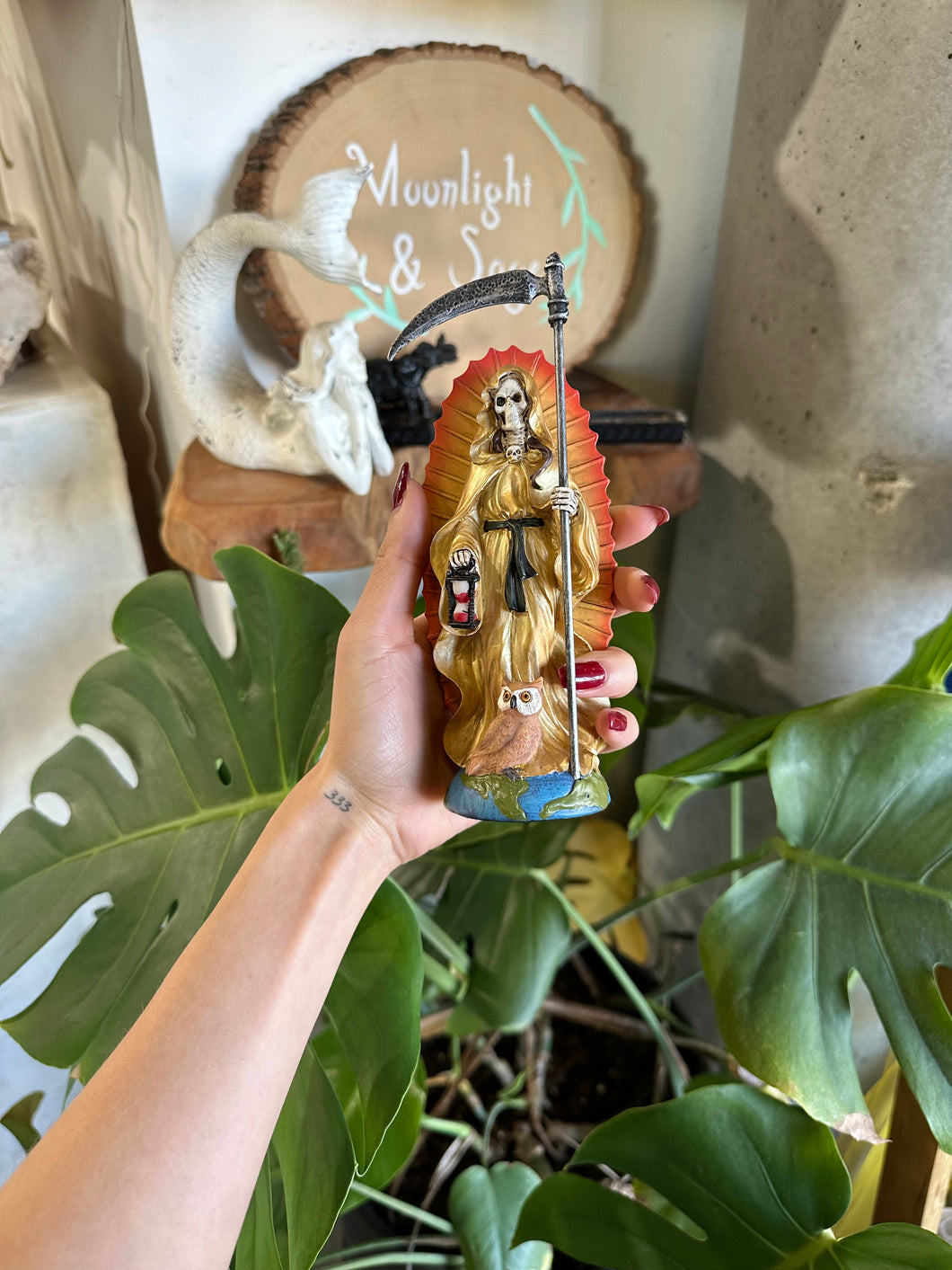 Santa Muerte Statue Figure (Our Lady of Holy Death) - Gold Robes