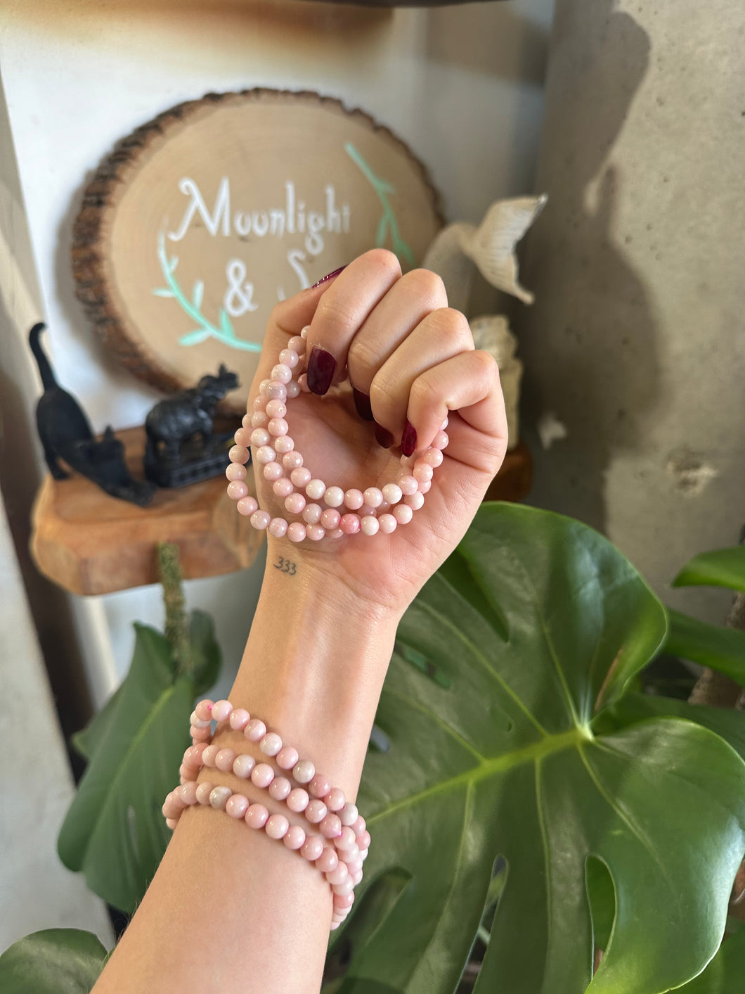 Pink Opal Crystal Bracelet - 6mm Beads