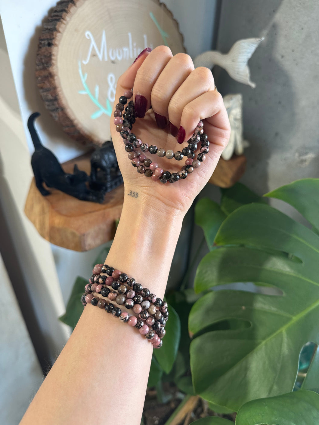 Rhodolite Crystal Bracelet - 6mm Beads