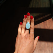 Load image into Gallery viewer, Larimar Silver and Platinum Ring From The Dominican Republic Size 6
