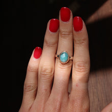 Load image into Gallery viewer, Larimar Silver and Platinum Ring From The Dominican Republic Size 6
