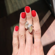 Golden Rutile Quartz Silver and Platinum Ring From Brazil