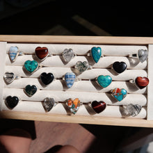 Load image into Gallery viewer, Chrysocolla Silver and Platinum Heart Ring From Arizona Size 9
