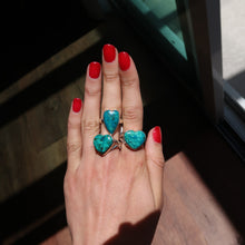 Load image into Gallery viewer, Chrysocolla Silver and Platinum Heart Ring From Arizona Size 9
