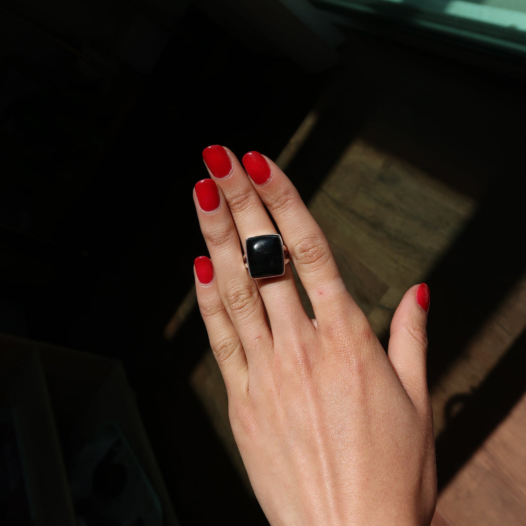 Blue Tigers Eye Silver and Platinum Ring From India