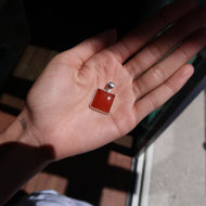 Square Carnelian Silver & Platinum Pendant From India