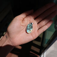 Raw Blue Fire Labradorite Silver & Platinum Pendant From Canada