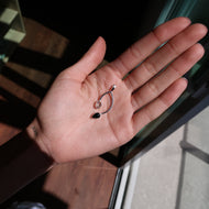 Herkimer and Black Obsidian Silver & Platinum Pendant From Uruguay and USA