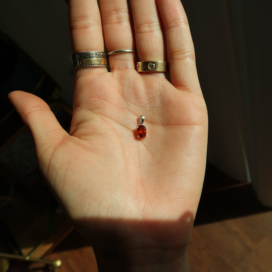 Hessonite Garnet Silver & Platinum Pendant From Italy