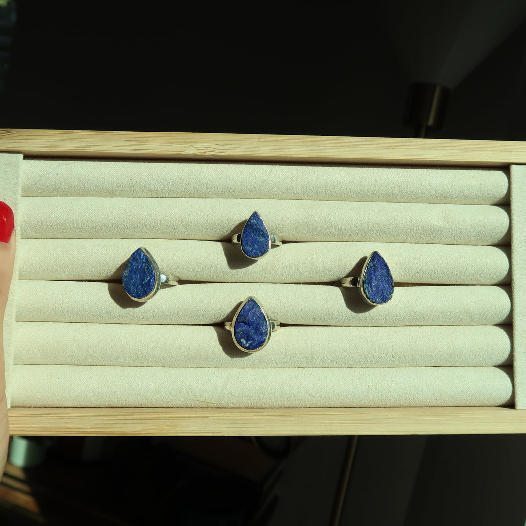 Raw Lapis Lazuli Silver and Platinum Ring From Afghanistan