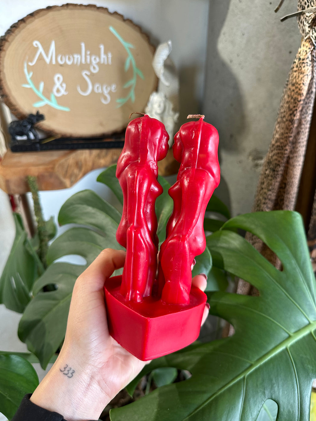 Red Female + Female Couples Candle