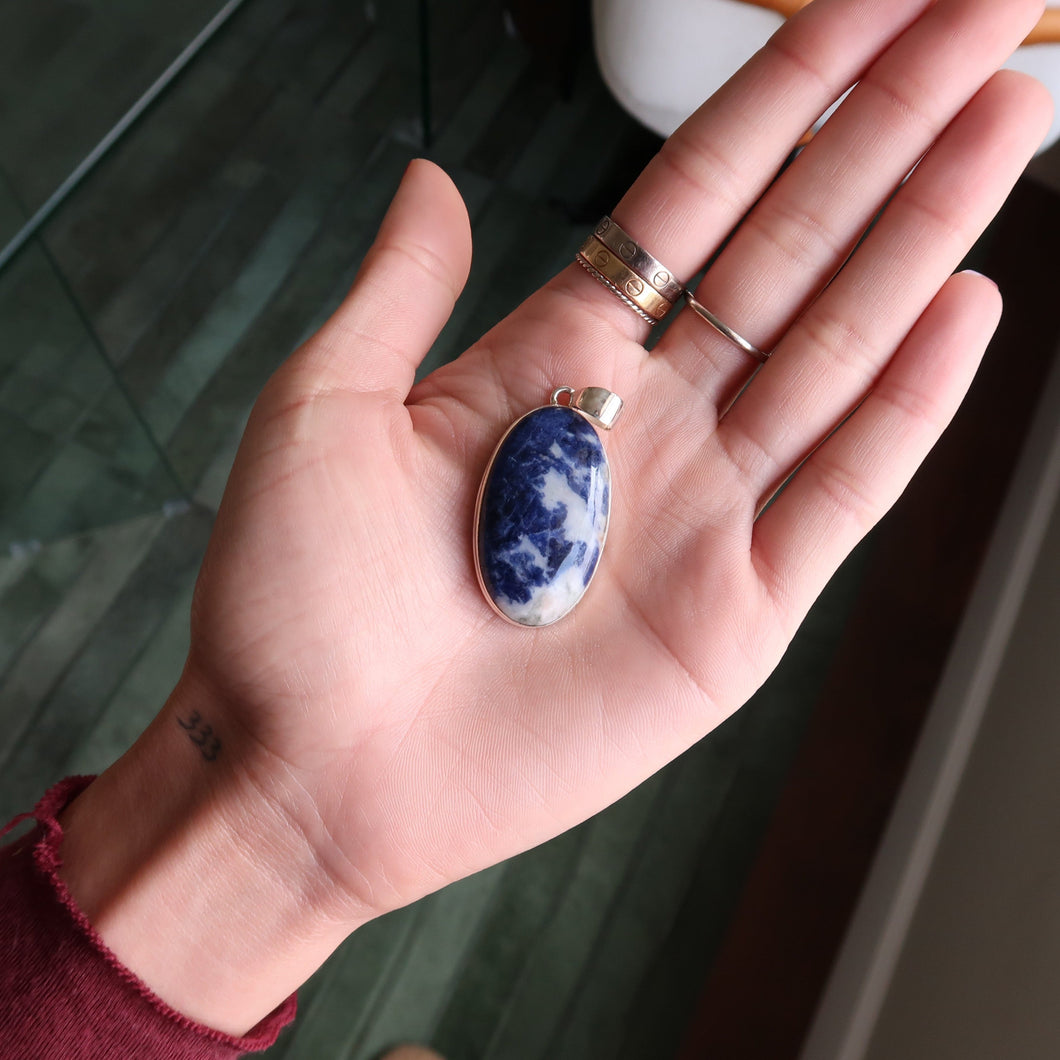 Sodalite Silver & Platinum Pendant From Nambia