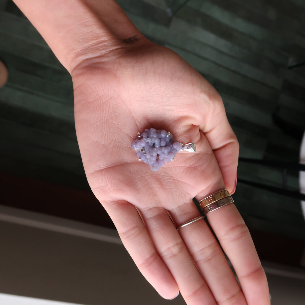 Grape Agate Silver & Platinum Pendant From Indonesia