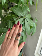 Red Tigers Eye Silver & Platinum Crystal Ring Size 6 S. Africa Diamond Shape