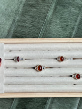 Load image into Gallery viewer, Hessonite Garnet Ring- Silver &amp; Platinum Crystal Ring Size 6 Siberia
