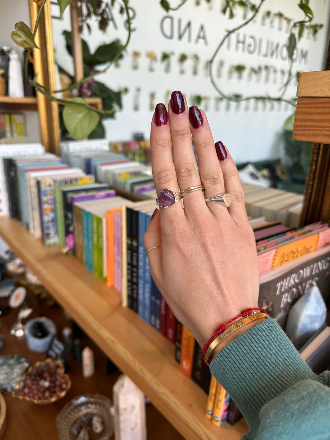 Amethyst Ring- Silver & Platinum Crystal Ring Size 8 Brazil