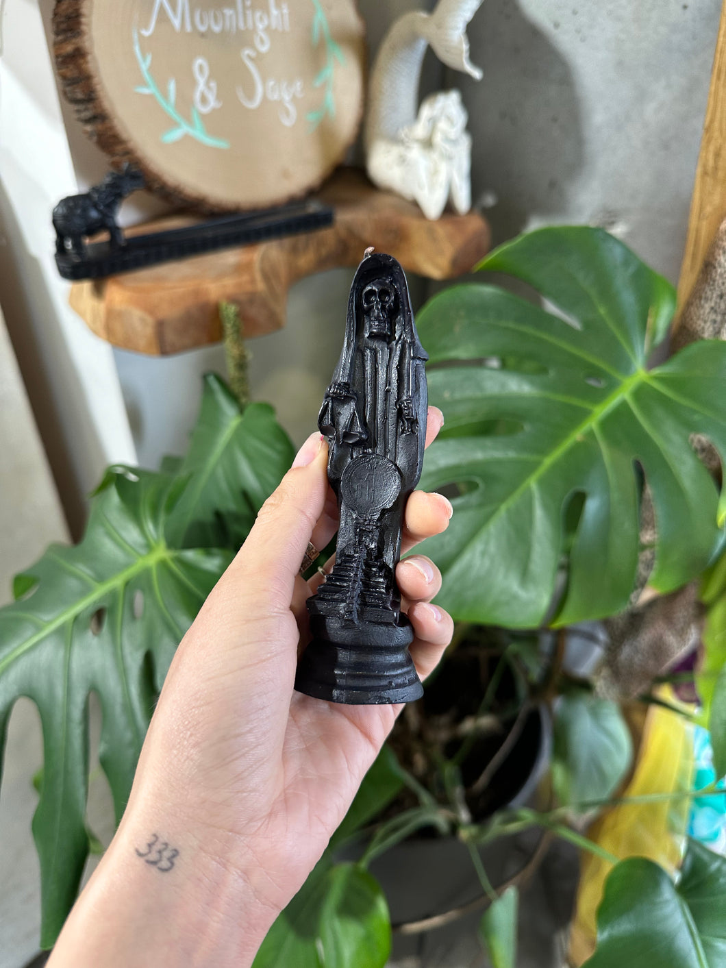 Black Santa Muerte Candle - 5