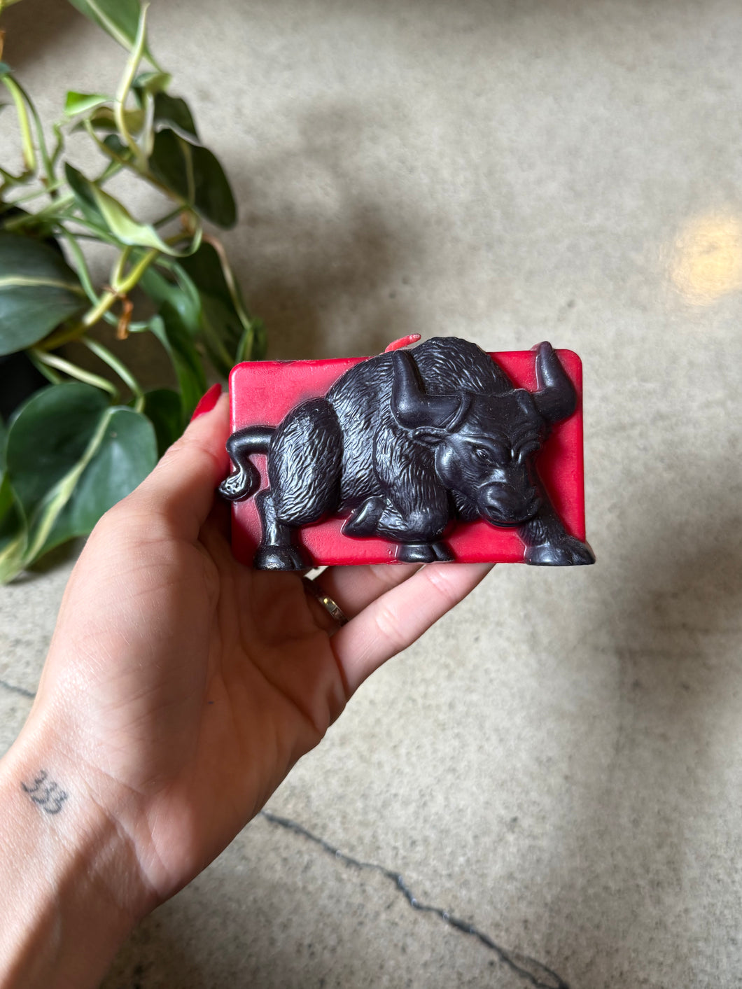 Bull Candle - Red and Black