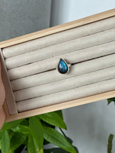 Load image into Gallery viewer, Blue Fire Labradorite Silver &amp; Platinum Crystal Ring Size 9 from Canada
