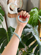 Larimar Crystal Bracelet - Medium Beads (Peace, Clarity, Wisdom, Communication)