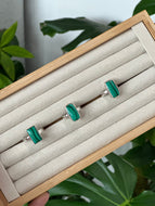 Rectangle Malachite Silver & Platinum Crystal Ring from Morocco
