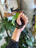 Black Obsidian Gemstone Bracelet - Small Beads