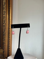 Rhodochrosite Silver & Platinum Crystal Earrings from Argentina