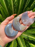 Druzy Agate Moon Crystal Carving