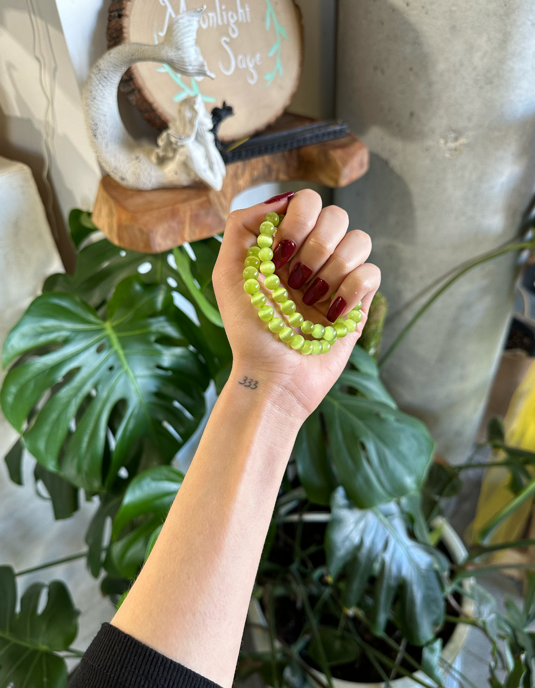 Green Cat's Eye Crystal Bracelet