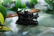 Silver Obsidian Dragon Head Crystal Carving